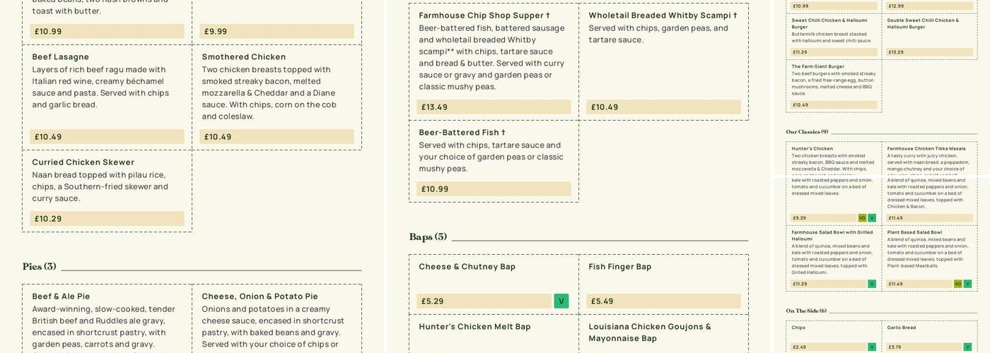 Wallace Well Farm - Dining & Carvery Menu