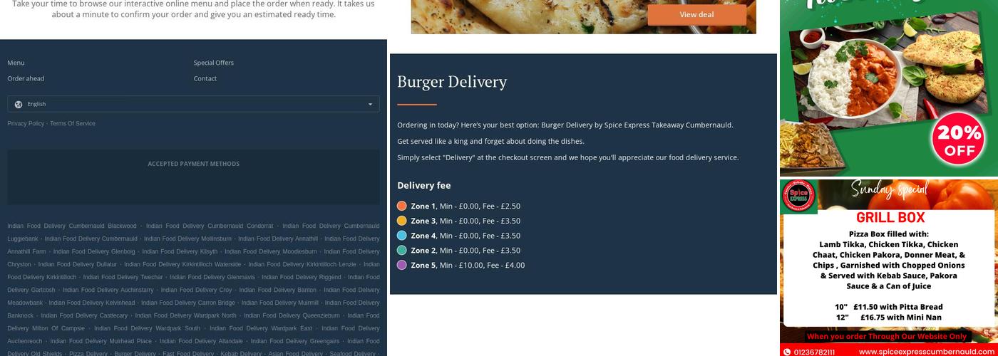 Spice Express Takeaway Cumbernauld Menu