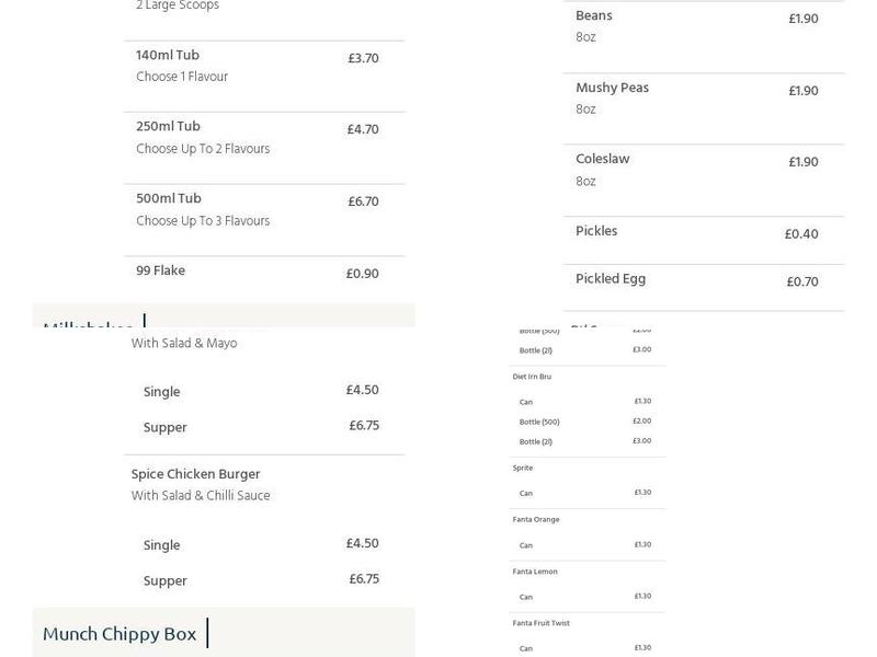 Marini's Kilsyth Takeaway Menu