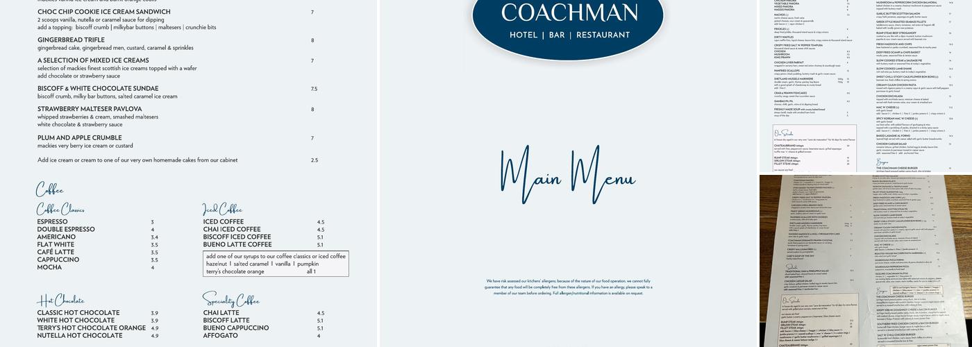 The Coachman Menu