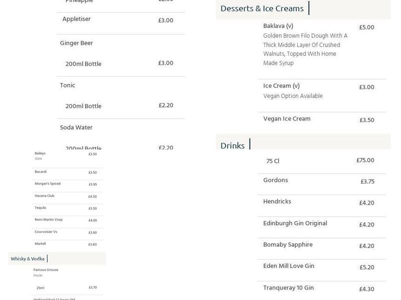 Antioch Restaurant Menu