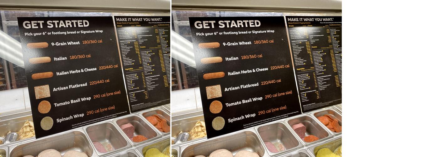 Subway Menu
