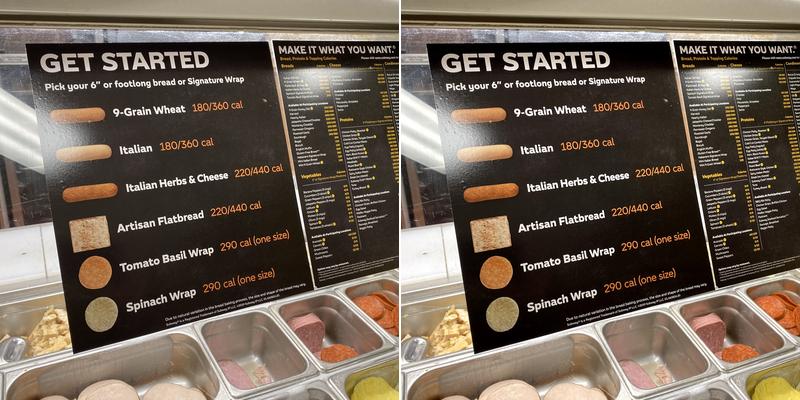 Subway Menu