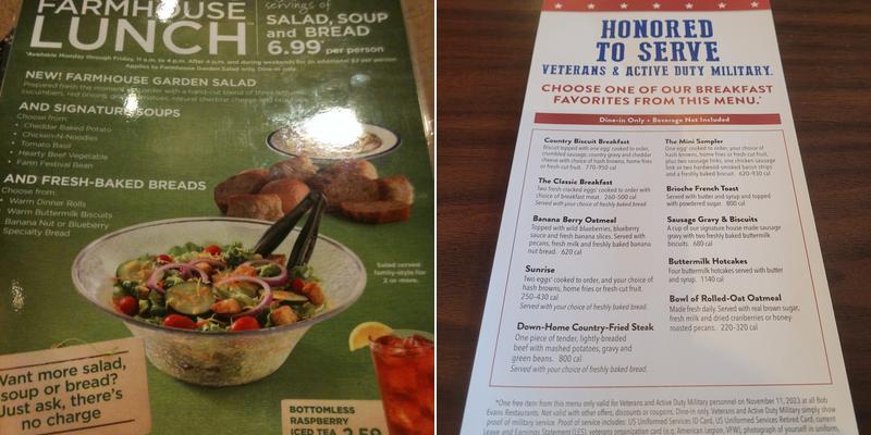 Bob Evans Menu