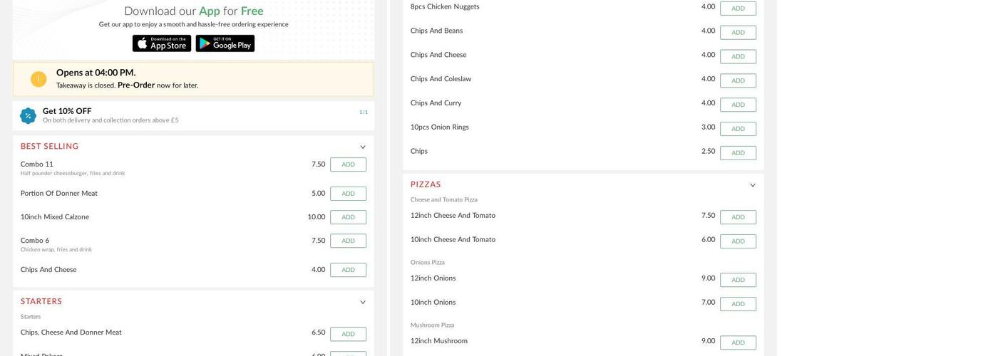 Tonys Fried Chicken Menu