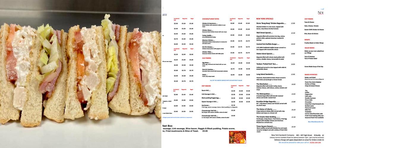 New York Sandwich Company Menu