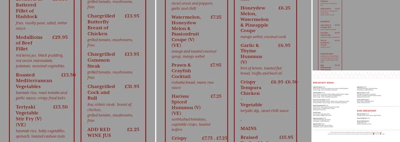 Carlton Hotel Prestwick Menu