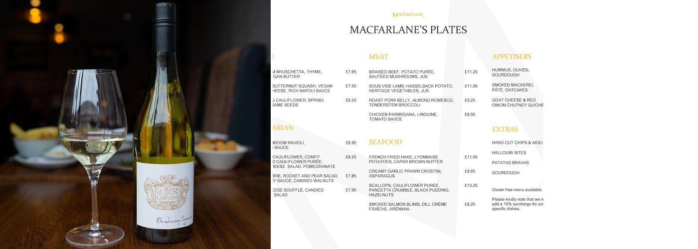 Macfarlane. Menu