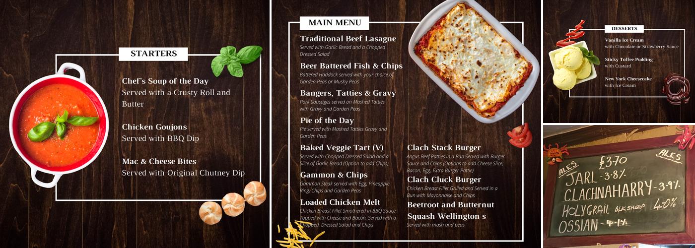 Clachnaharry Inn Menu