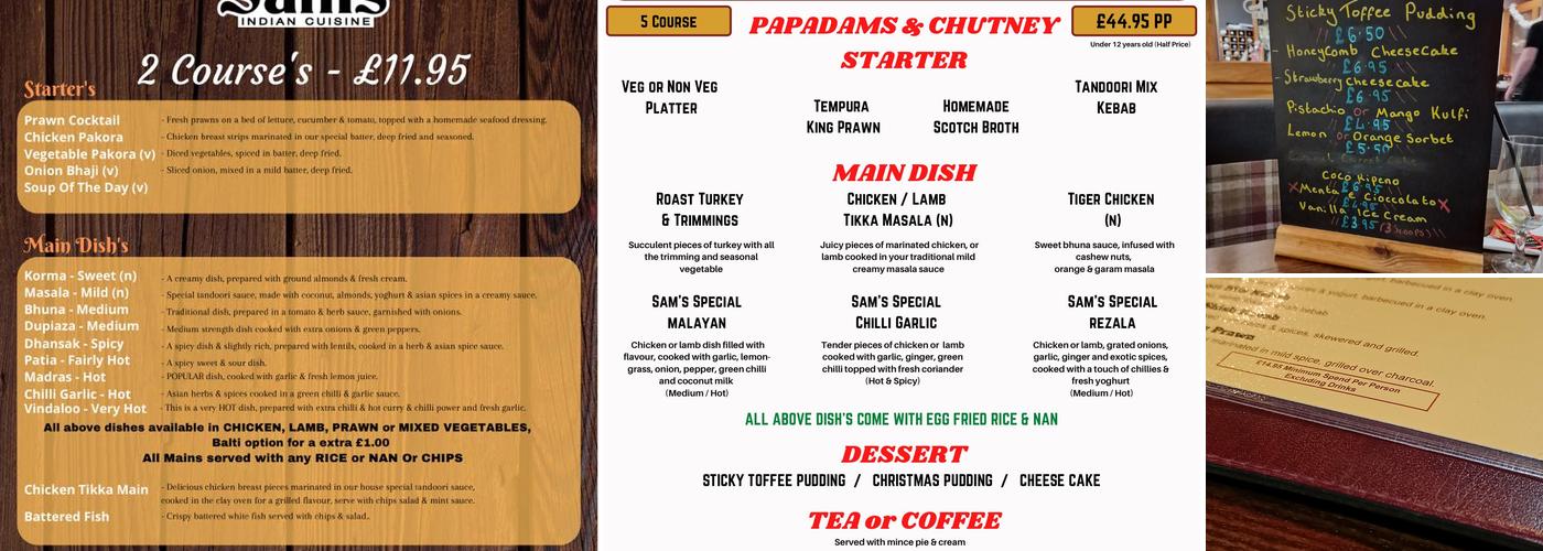 Sam's Indian Cuisine Menu