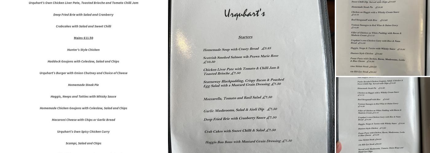 Urquhart's Restaurant Menu