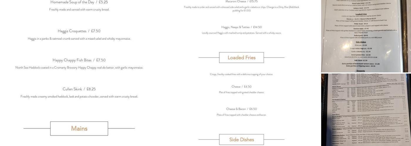 The Castle Tavern Menu