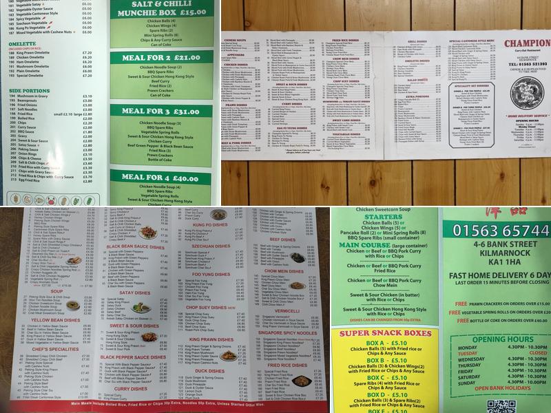 Champion Chinese Takeaway Menu
