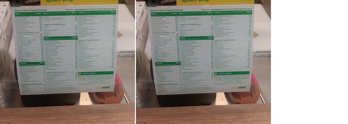 Subway Menu
