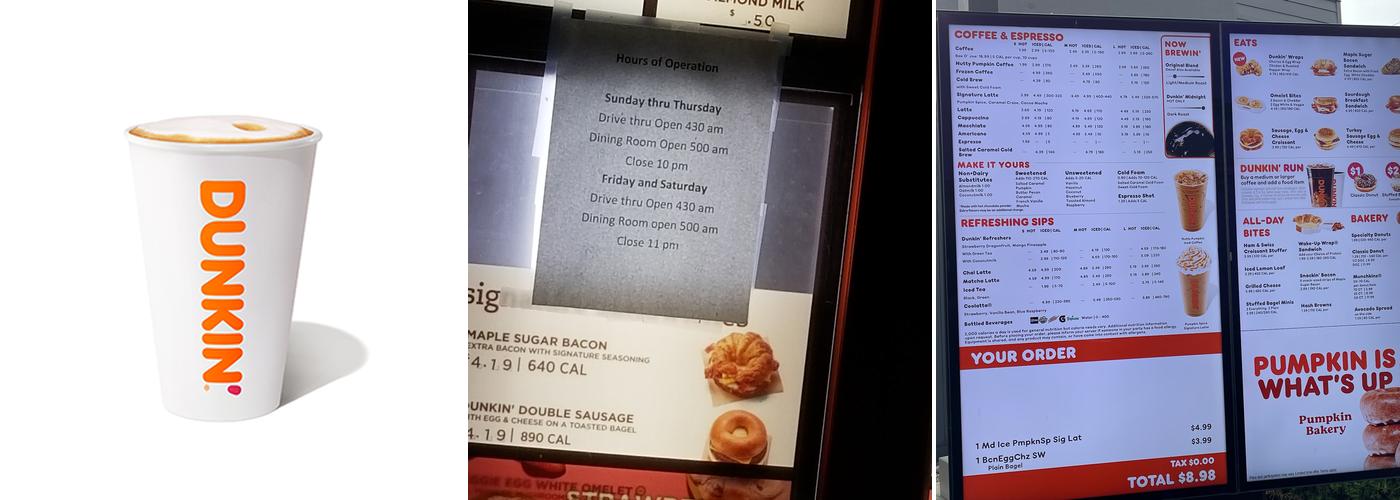 Dunkin' Menu
