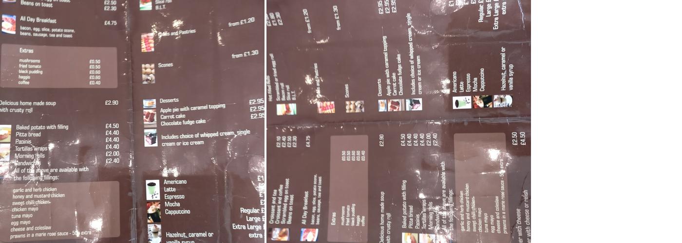 Coffee Comfort - Greenock Menu