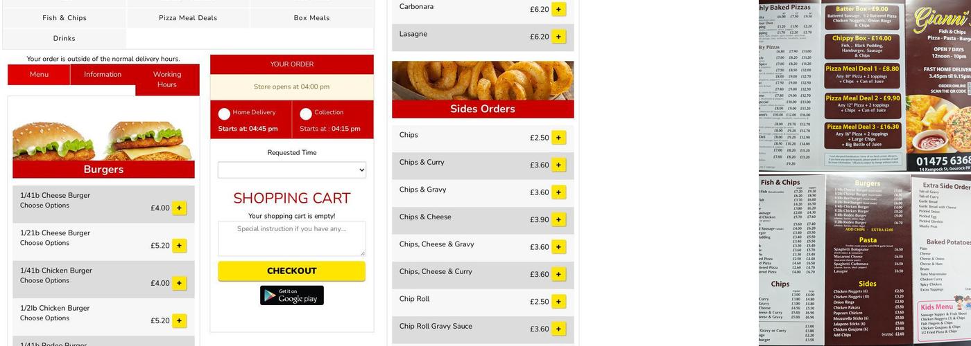 Gianni's Pizzeria Menu