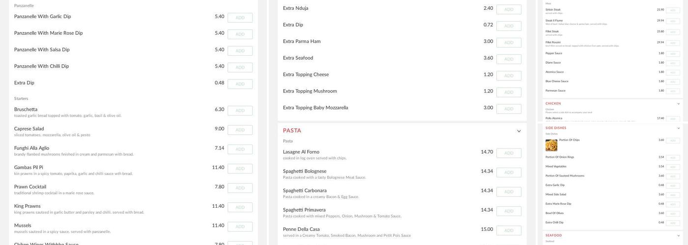 Pizzeria Il Fiume Menu