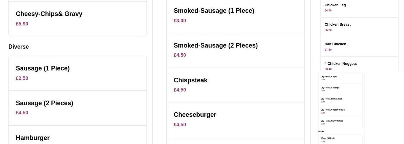 Sal's Fast Food Menu