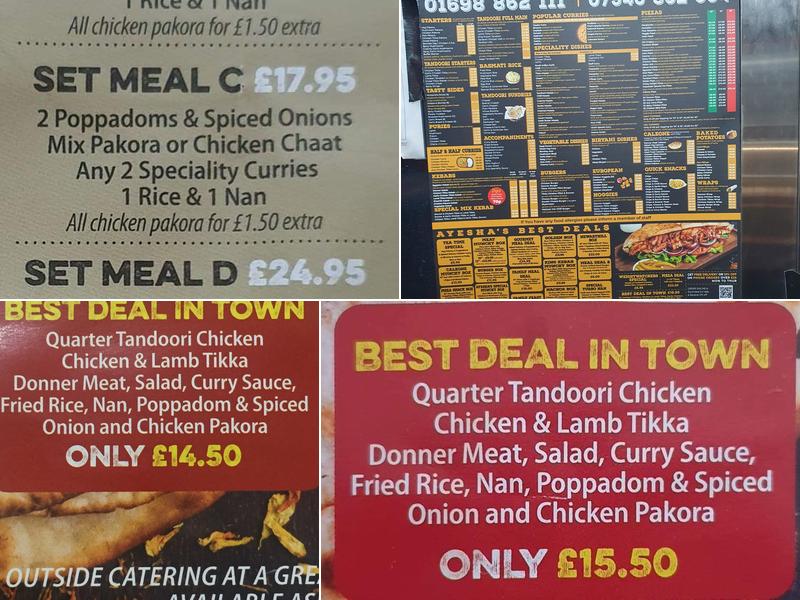 Ayesha's Kebab House Menu