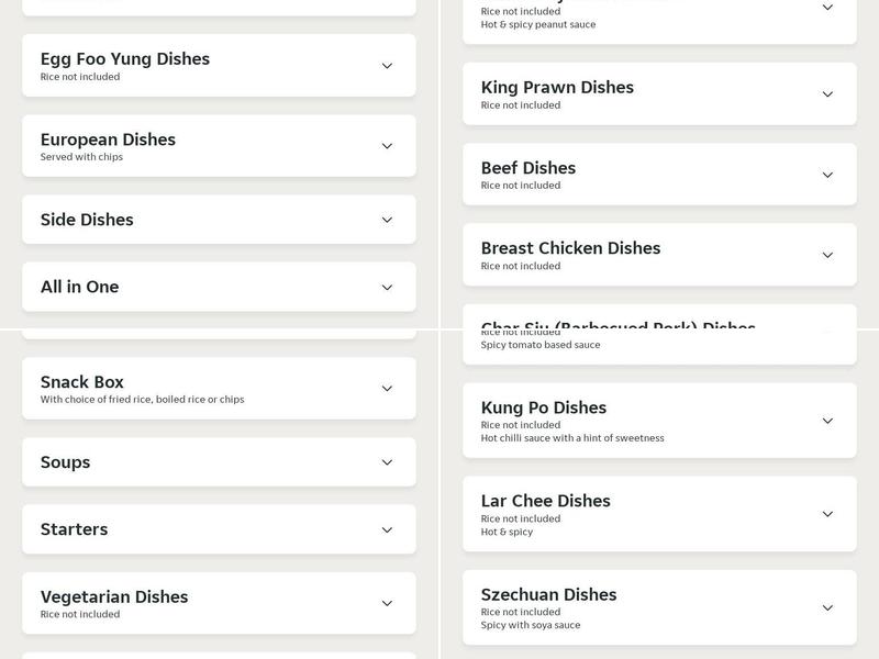 Eastern Delight Menu