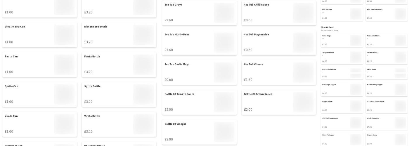 Benny's Chip Shop Menu