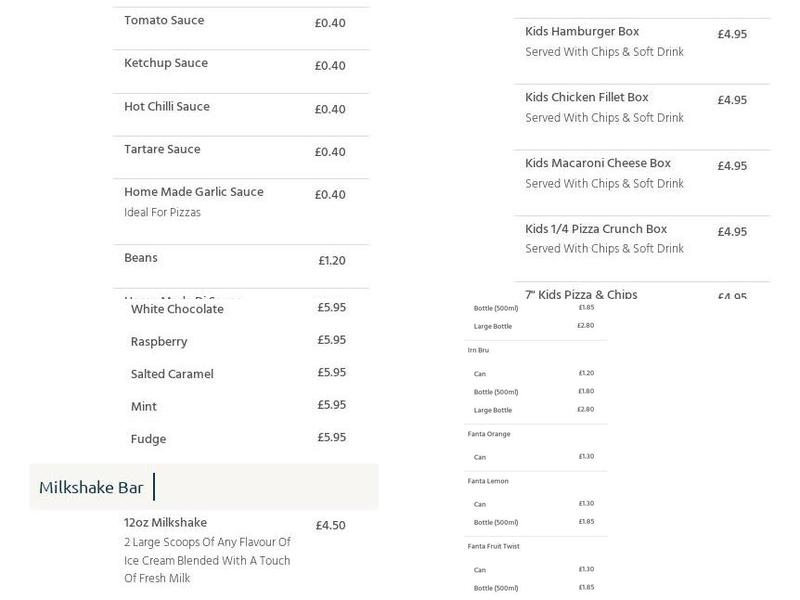 Marini's Takeaway Baillieston Menu