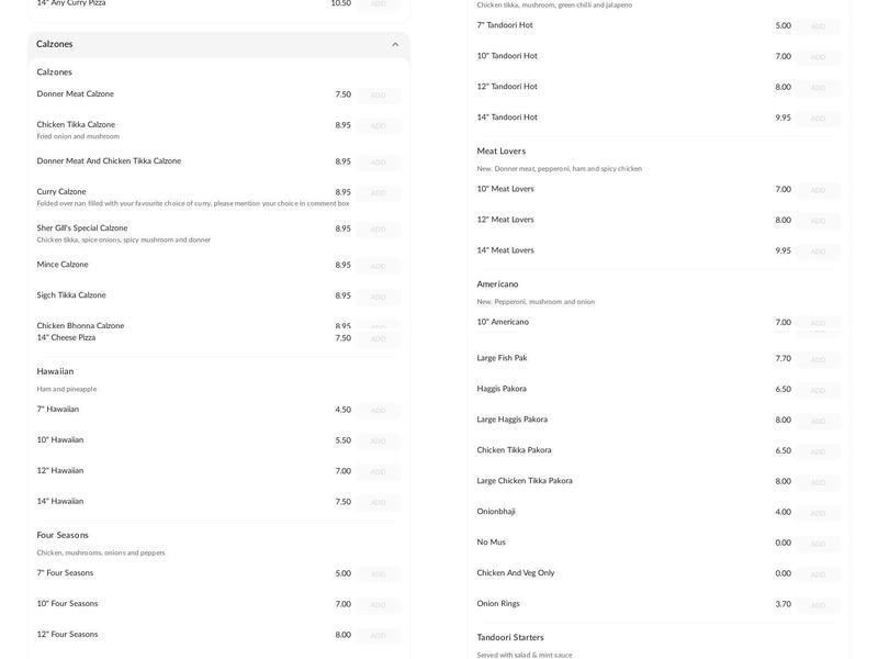 Shergills Takeaway Menu