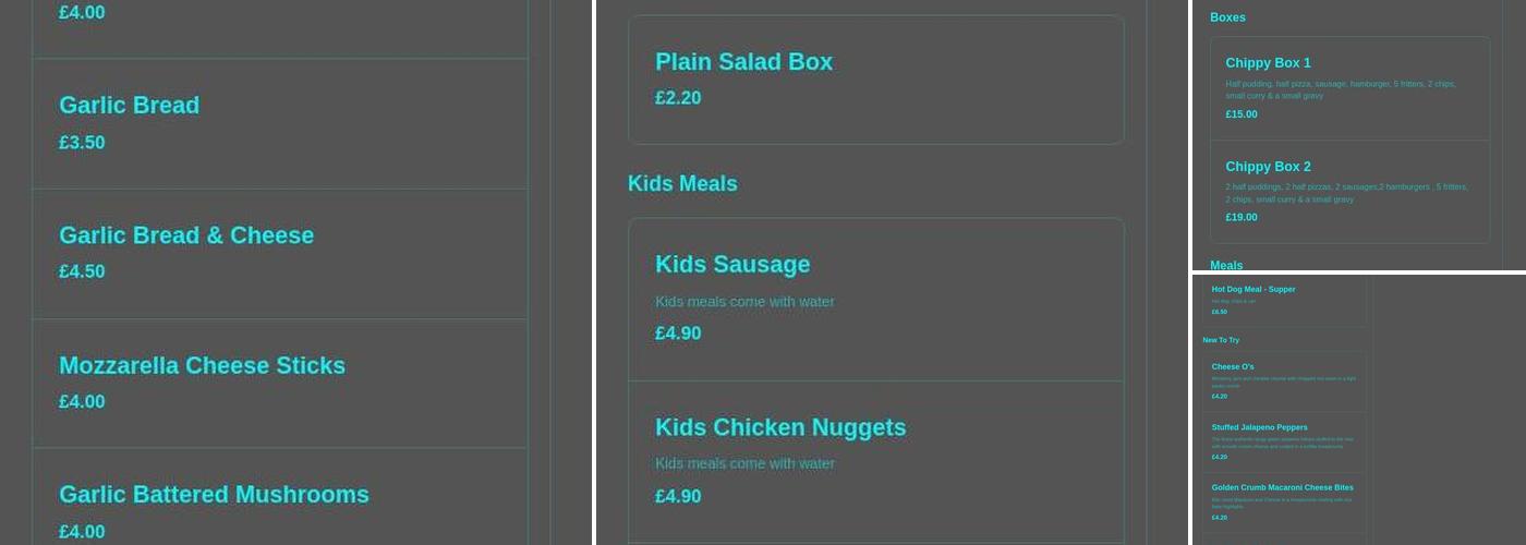 Pauls Fast Foods Menu