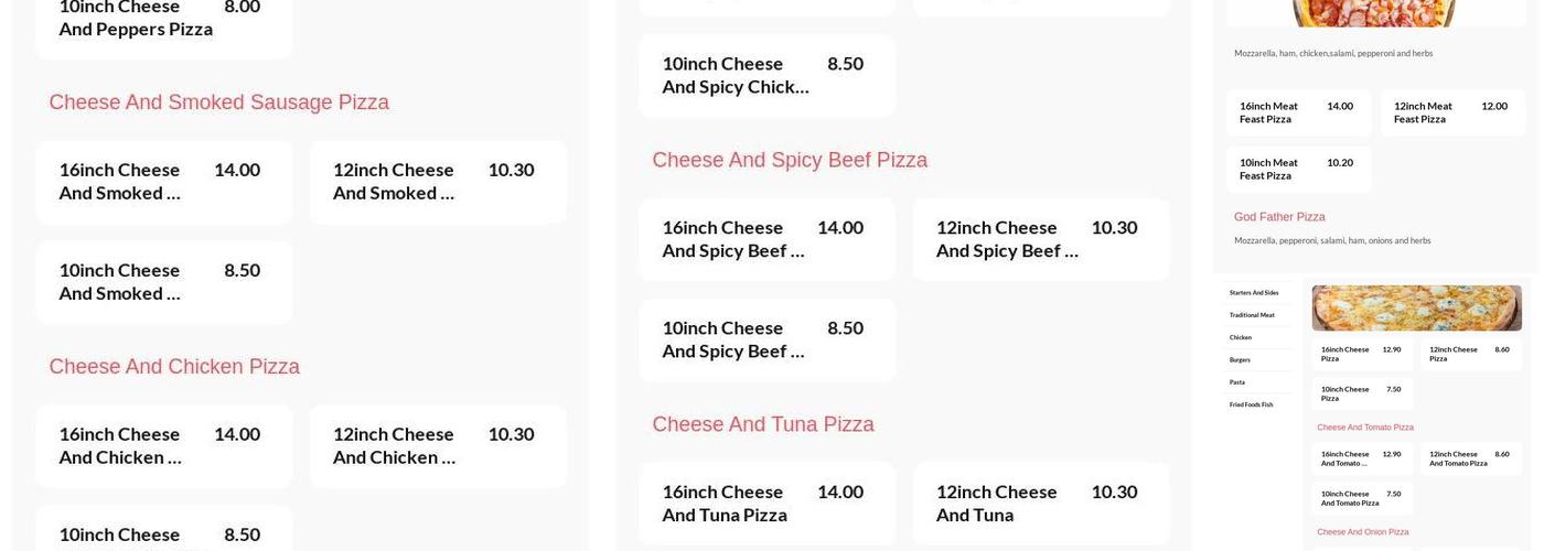 Peter's Chippie Menu