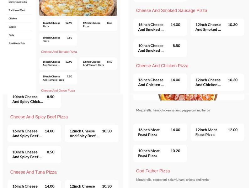 Peter's Chippie Menu