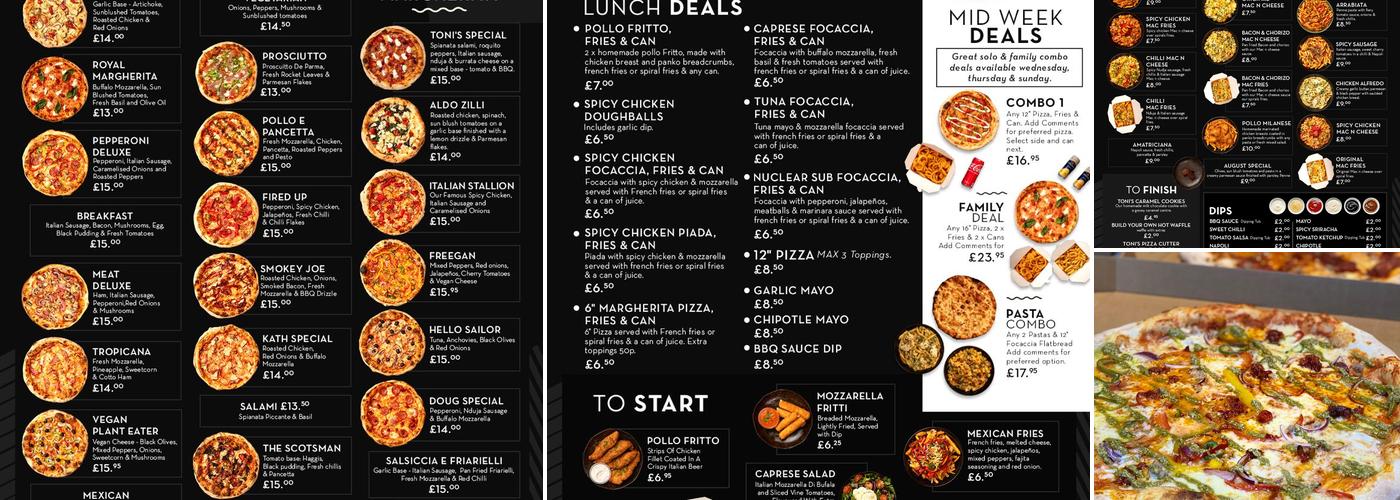 Toni's Pizzeria Menu