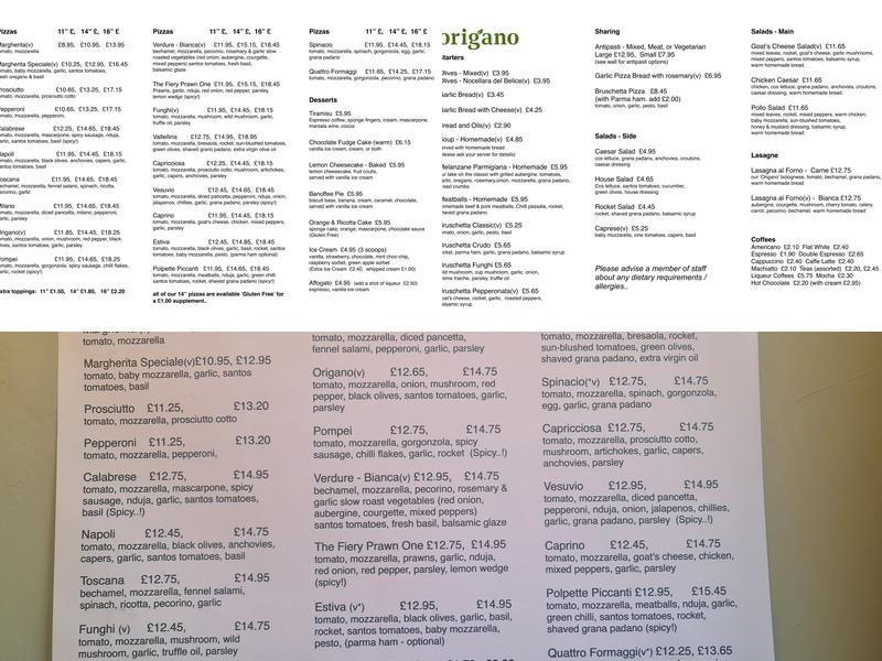 Origano Go Menu