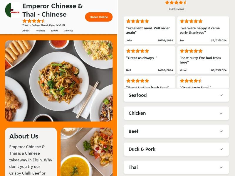 Emperor Chinese & Thai Menu