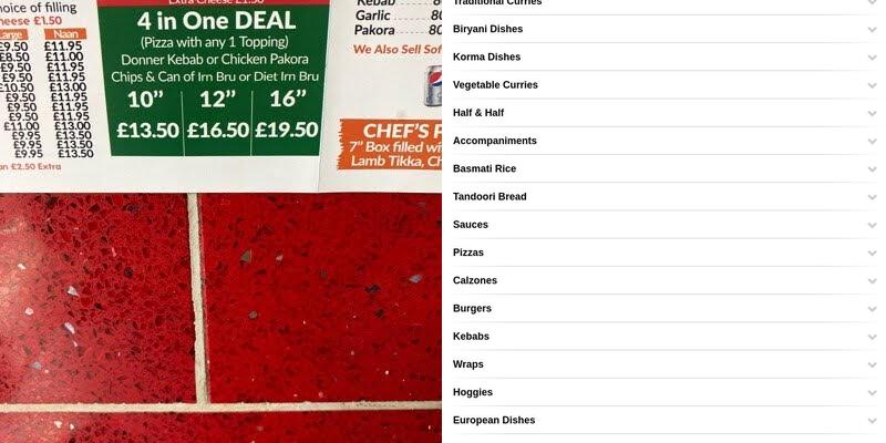 Renfrew Tandoori Menu