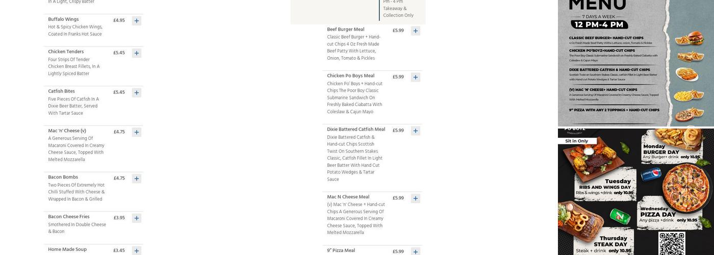 Po'Boyz Restaurant Glasgow Menu