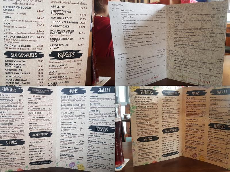 The Black Horse Menu