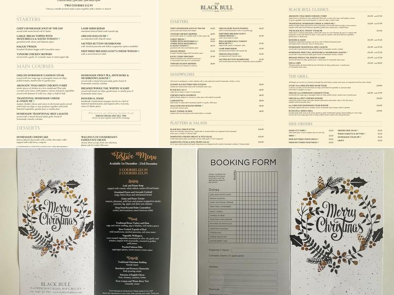 Black Bull Bury Menu
