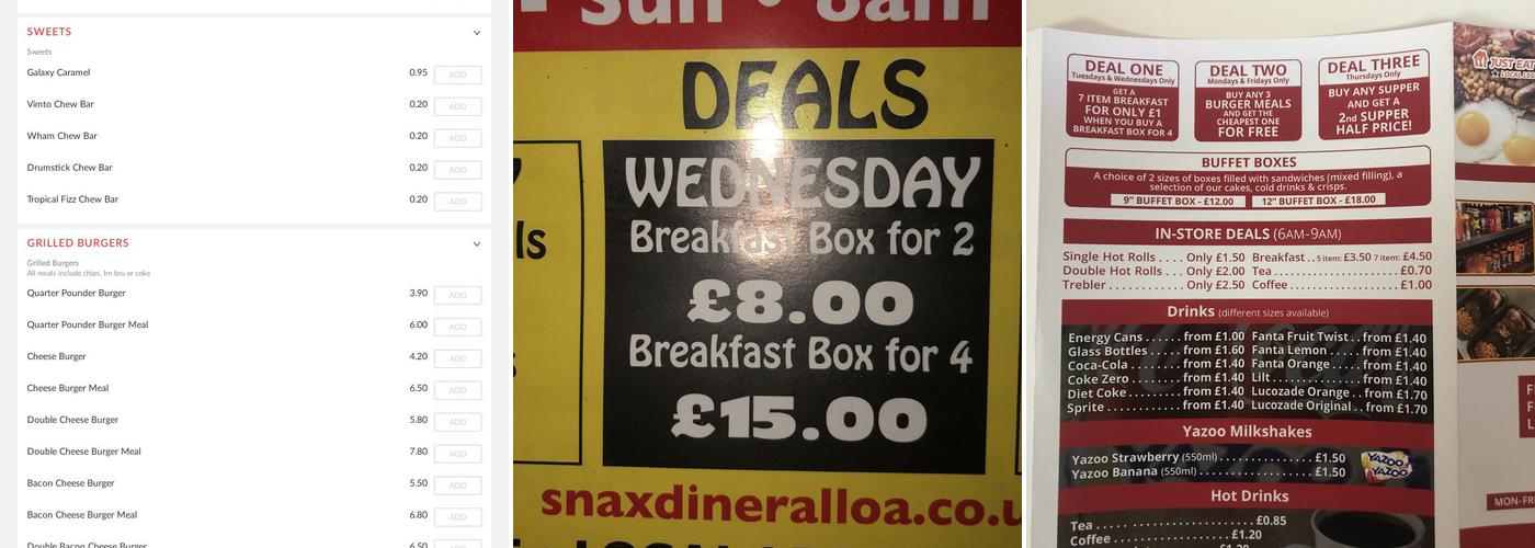 Snax Alloa Menu