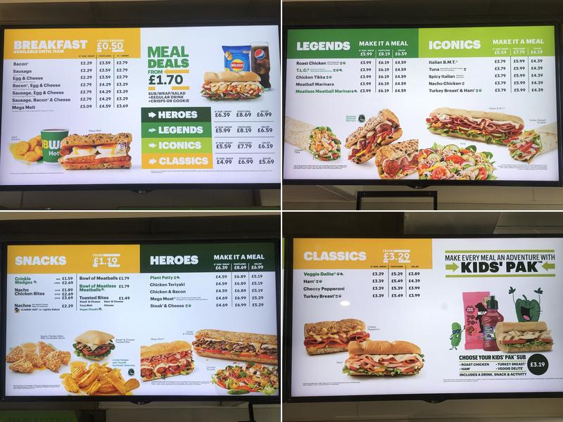 Subway Menu
