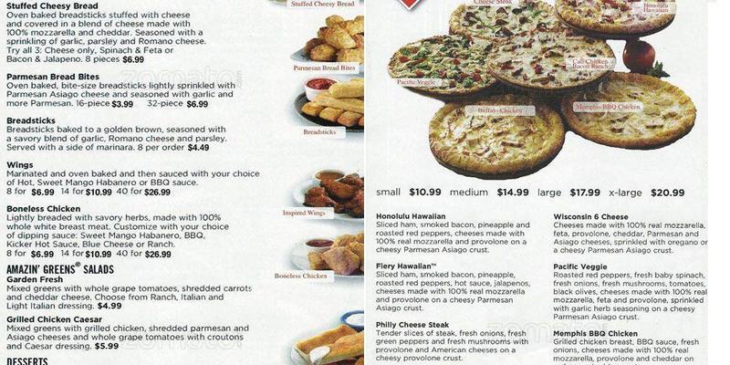 Domino's Pizza Menu