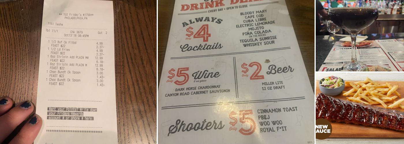 TGI Fridays Menu