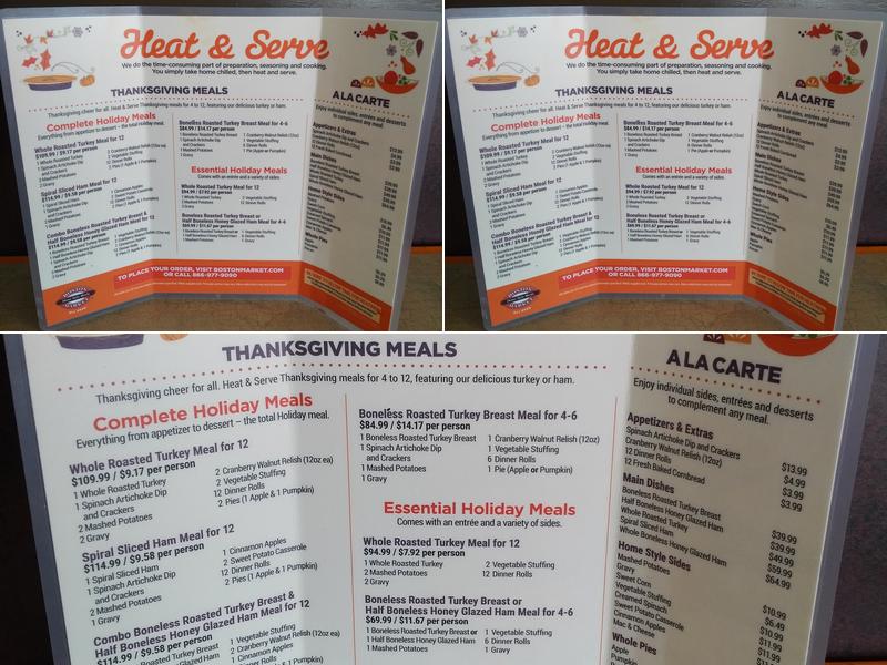 Boston Market Menu