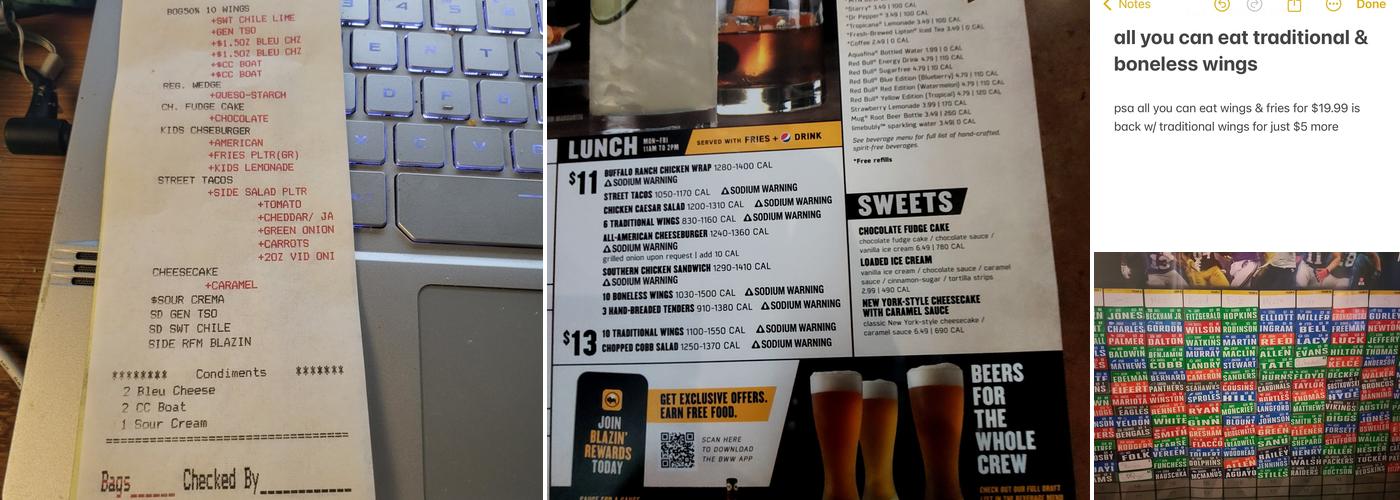 Buffalo Wild Wings Menu