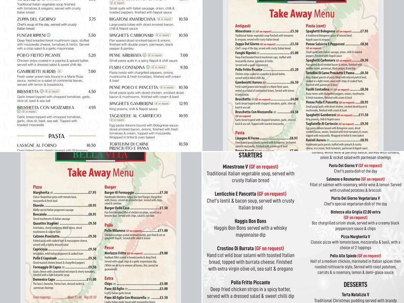 Bella Vita Menu