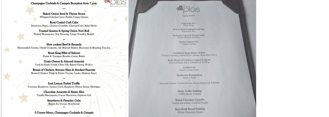 Hotel Plas Hyfryd Menu