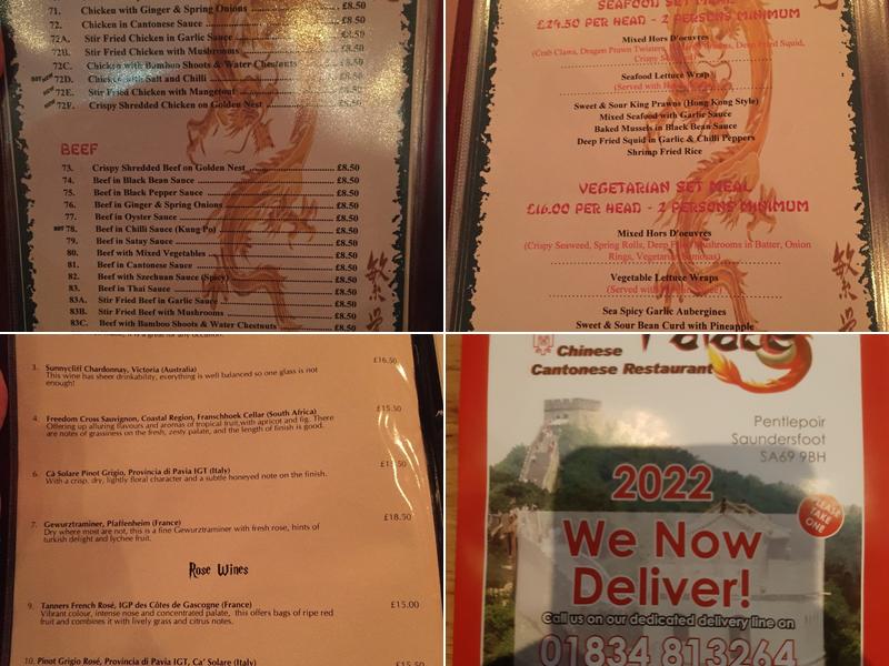 The Dragon Palace Menu