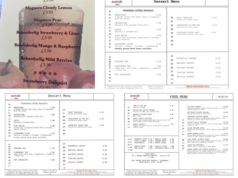 Portside Inn Menu