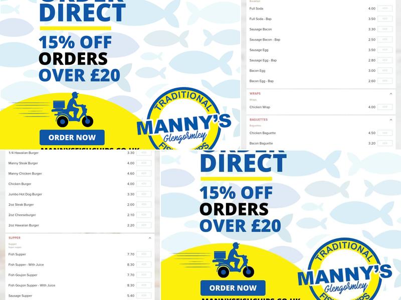 Manny's Fish and Chips Menu