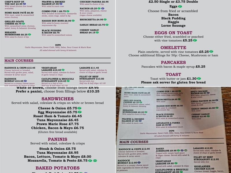 Claremont Inn ltd Menu